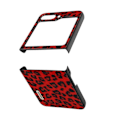 Miniatyrbillede 2 af 5: Etui til Samsung Galaxy Z Flip 5 Ægte læder, rødt leopardmønster Abeel Röd