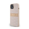 Miniatyrbild 2 av 6: Coque för iPhone 14 – DKNY i läder med monokroma ränder och metalllogotyp (DKHCP14SPRTHSLP) – Rosa rosa