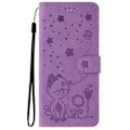 Miniatyrbillede 1 af 6: Cat Wallet Case til Xiaomi Redmi A3 - AVIZAR - Lilla - Halvstiv - Syntetisk - Flap - Blank Lila