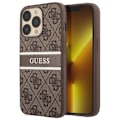 Pikkukuva 1 / 5: Suojakuori iPhone 13 Prolle, jossa on tulostus ja yksivärinen Stripe Luxury Guess Brown kastanj