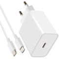 Miniatyrbild 1 av 6: Laddare - Mayaxess - Ultra Snabb 20W - USB-C till Lightning-kabel - Vit - Avancerad säkerhet Vit