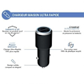 Miniatyrbillede 2 af 3: Biloplader - Force Power Lite - Dobbeltoplader 37W - USB C 25W - USB A 12W - Hurtigopladning Svart