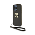 Miniatyrbillede 2 af 5: Cover til Apple iPhone 14 Pro Max med metallisk logo og håndledsstrop DKNY Brun kastanj