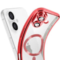 Miniatyrbild 4 av 6: MagSafe Fodral - AVIZAR - iPhone 16 Plus - Silikon - Chrome Contour - Fullständigt kameraskydd Röd