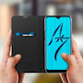 Miniatyrbillede 4 af 4: Oppo AX7 etui - BIGBEN - Korsformet effekt - Kortholder - Standfunktion - Sort øko-læder Svart