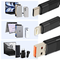 Miniatyrbild 4 av 5: USB till Lightning + 2 USB-C-kabel - LINQ - 60W snabbladdning - Längd 1,2m - Svart Svart