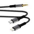 Miniatyrbild 1 av 5: USB-C + iPhone Lightning till 3,5 mm-jackadapter, LinQ