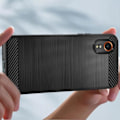 Miniatyrbillede 4 af 5: Etui til Samsung Galaxy Xcover 7 - AVIZAR - Carbon og børstet sort effekt - Halvstivt etui Svart