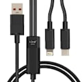 Miniatyrbillede 1 af 5: USB til Lightning og USB-C ladekabel - LINQ - 60W - 1,2 m - Apple og USB-C kompatibel Svart