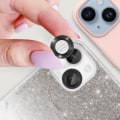 Miniatyrbillede 4 af 5: Kamerabeskyttelsesfilm - AVIZAR - iPhone 14/14 Plus - 9H hærdet glas - Ultratynd - Sort glitterkontur Glitter svart