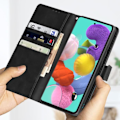 Miniatyrbillede 4 af 4: Etui til Samsung Galaxy A51 - AVIZAR - Krokodilleeffekt - Pung - Videostøtte - Sort Svart