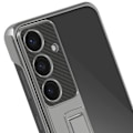 Pikkukuva 4 / 4: Kotelo Samsung S24:lle Hard Back Pehmeä Contour jalustan tuki hopea Grå
