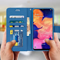 Miniatyrbillede 3 af 4: Housse til Samsung Galaxy A10 - AVIZAR - Eco-læder Pung Etui - Video Støtte - Blå - Magnetisk Blå