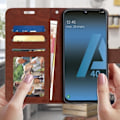 Miniatyrbillede 3 af 4: Housse Portefeuille - AVIZAR - Galaxy A40 - Øko-læder - Brun - Video Support kastanj