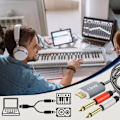 Miniatyrbillede 4 af 4: USB-C til 2x 6,35 mm hanstik splitterkabel nylonflettet 1,5 m LinQ grå