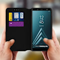 Miniatyrbillede 4 af 4: Etui til Samsung Galaxy A6 - Folio cover - Øko-læder - Sort - Stativfunktion - Kortholder Svart