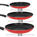 Pikkukuva 4 / 5: Paistinpannukolmio 20/24/28 cm Marmoripäällystetty pehmeällä kahvalla, Cheffinger Red Svart
