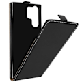 Miniatyrbillede 1 af 5: Etui til Galaxy S23 Ultra - AVIZAR - Vertical Flip - Sort lædereffekt - Fuld beskyttelse - Kortholder Svart