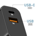 Miniatyrbillede 3 af 5: USB-C + USB 15W Hurtiglader Kompakt Akashi Sort Svart