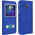 Miniatyrbillede 1 af 4: Etui til Samsung Galaxy J6 - AVIZAR - Folio Cover - Dobbelt Vindue - Støttefunktion - Blå Blå