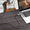 Miniatyrbild 3 av 4: Splitterkabel USB-C till 2x jack 6,35 mm hane nylon flätad 1,5 m LinQ grå