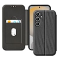 Miniatyrbillede 1 af 6: Etui til Samsung S24 FE Kulfiber Video Støtte og Anti-RFID Sort Svart