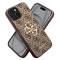 Miniatyrbild 2 av 5: Coque för iPhone 15 Plus, exakta utskärningar och upphöjda kanter, Guess Brun kastanj