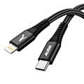 Miniatyrbillede 1 af 5: USB-C til Lightning Hurtigopladning 3A og Synchronisering 1m Akashi Sort Svart