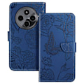 Pikkukuva 1 / 5: Kotelo Xiaomi Redmi 14C Butterfly Flower Lompakolle rannehihnalla Midnight Blue Blå