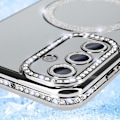 Pikkukuva 3 / 6: Timanttikotelo Samsung Galaxy A15 -puhelimelle - AVIZAR - tekojalokivi Contour - MagSafe-magneettirengas - läpinäkyvä takaosa Grå