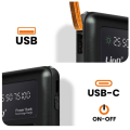 Miniatyrbillede 4 af 5: 15000mAh Solar Power Bank med Micro USB Lightning USB C-kabel LinQ Sort Svart