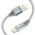 Miniatyrbild 2 av 6: USB till Lightning-kabel Nylonflätad 1,5 m Charge and Transfer LinQ Grå