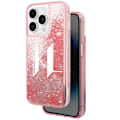Miniatyrbild 1 av 5: Fodral till iPhone 14 Pro Flytande glittermönster Förstärkta kanter Karl Lagerfeld Rosa Rosa