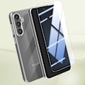 Pikkukuva 2 / 5: Suojapakkaus Samsung Galaxy S23 FE:lle - MAYAXESS - Puolijäykkä kotelo ja läpinäkyvä 9H karkaistu lasi Transparent