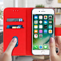 Miniatyrbillede 3 af 4: Portefeuille beskyttelse - AVIZAR - iPhone 7 / iPhone 8 - Rød - Magnetisk - Støttefunktion Röd