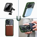 Pikkukuva 3 / 5: MagSafe kotelo iPhone 15 Prolle - AVIZAR - Silikoni - Kameran suojaus - Chrome Contour - Vihreä Grön