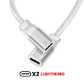 Pikkukuva 4 / 5: Swissten Valkoinen 2-in-1 Nylon Punottu Äänenjakaja ja Lightning Lataus, Hämärän Vastainen