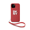 Pikkukuva 1 / 5: DKNY Punainen iPhone 13 -kuori metallisella logolla ja ranteenauhala Röd