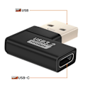 Miniatyrbild 3 av 5: USB C till USB 3.2 hane Adapter Laddning Överföring 10Gbps Vinklad LinQ Svart