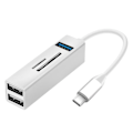 Pikkukuva 1 / 4: 5 in 1 USB-C-keskitin 3 x USB-porttia SD-micro-SD-kortinlukija hopea