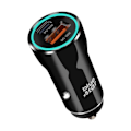 Pikkukuva 1 / 5: 25 W USB ja USB C Power Delivery autolaturi + 60 W Blue Star USB C -kaapeli musta Svart
