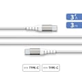 Miniatyrbillede 4 af 4: USB C/USB C Forstærket Kabel 3m - 3A Force Power Hvid