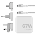 Pikkukuva 2 / 5: Matkachatka - Xtorm - GaN Ultra 67W - 2x USB C Power Delivery - 2m kaapeli - Valkoinen Vit
