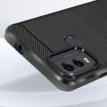 Miniatyrbillede 4 af 6: Taske til Nokia C22 - AVIZAR - Fleksibel kulstofeffekt - Stødsikre forstærkede hjørner - Børstet metal tekstur - Sort Svart