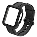 Miniatyrbillede 1 af 5: AVIZAR armbånd til Xiaomi Redmi Watch 2 Lite i sort silikone med hævede kanter og justerbar rem Svart