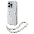 Miniatyrbild 1 av 4: Coque Cordon iPhone 16 Pro Max - Guess - IML Glitter - Transparent - MagSafe - Pärlarmband Transparent