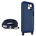 Miniatyrbillede 2 af 5: Coque med snor til smartphone - Apple - iPhone 13 Mini - Semi-hård - Nylon rem 80 cm - Blå Blå
