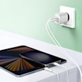 Miniatyrbillede 4 af 6: Belkin Hvid 45W GaN og PPS Hurtigoplader med Dobbelt USB-C, Kompakt Vit