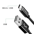 Miniatyrbillede 4 af 5: USB til Micro-USB Opladning og Synchronisering 1m Akashi Sort Svart