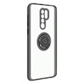 Miniatyrbild 2 av 4: Xiaomi Redmi 9 Bi-material Fodral Metallring Stödfunktion Svart Svart Svart